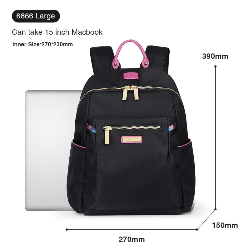 Hanke Women Backpack Fashion Design Waterproof Laptop Back Bag 15" Backpack Bag Black Dropship H6866 H6868