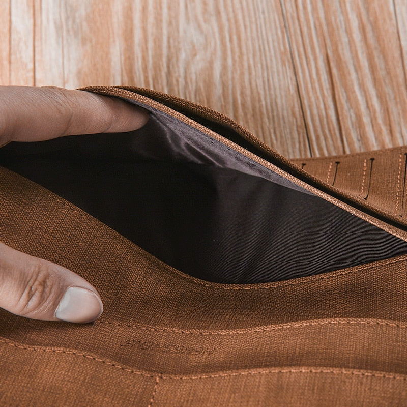 Long Simple Designer Men's Soft Leather Wallet With Hasp Man Slim Billfold Purse Card Holder 4 Colors