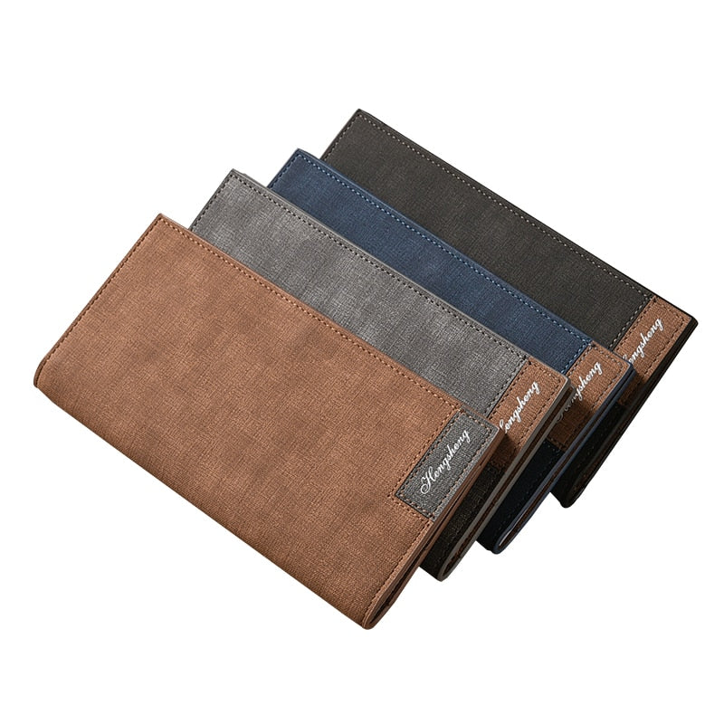 Long Simple Designer Men's Soft Leather Wallet With Hasp Man Slim Billfold Purse Card Holder 4 Colors