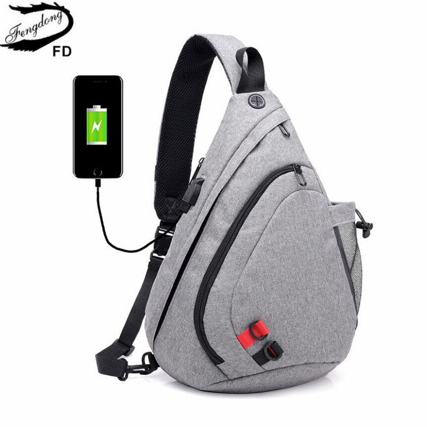 Fengdong waterproof fabric male crossbody bag small black camouflage sling chest bag one shoulder bags for women bagpack daypack