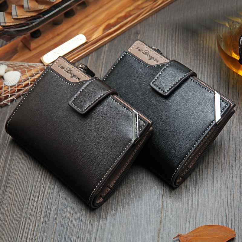 NO.ONEPAUL Vintage Men's Short Wallet Men Genuine Leather Multi-Card Bit Retro Card Holder Clutch Wallets Purses First Layer Re