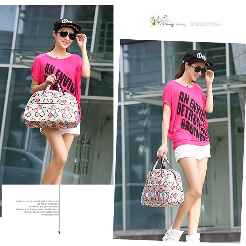 Travel Bag Women Large Capacity Portable Shoulder Duffle Bag Hand Luggage Bag Clothes Organizer Glamor Girl Bags pt1280