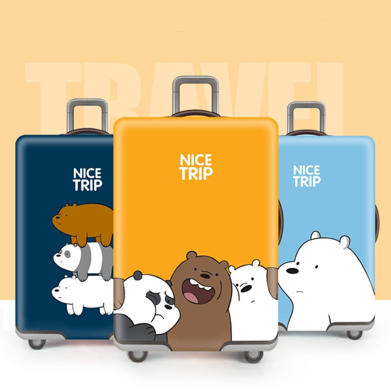 Cute Bear Luggage Cover Travel Suitcase Protector Suit For 18-32 Size Trolley Case Dust Travel Accessories Elasticity Box Sets