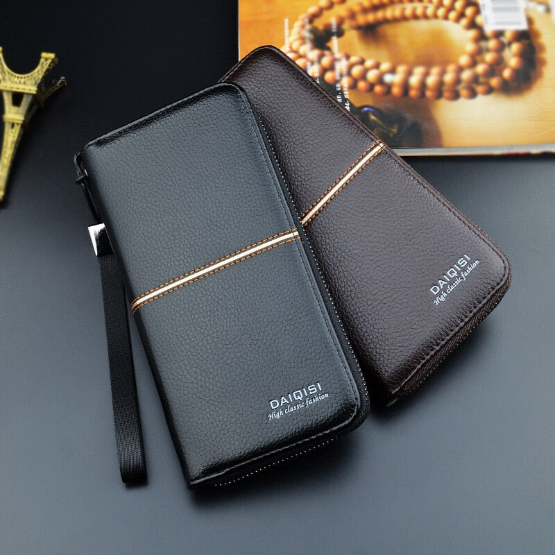 Wallet male Wallet Men Long Leather Men's Wallets Zipper Purses Portefeuille Wallet boy Purse Clutch