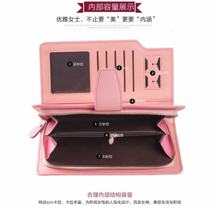 fashion women wallet leather brand wallets women wholesale lady purse High capacity clutch bag for women gift