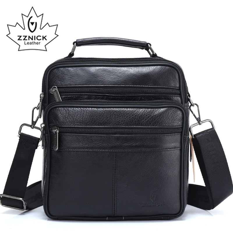 ZZNICK 2018 Men Bags Ipad Handbags Sheepskin Leather Male Messenger Purse Man Crossbody Shoulder Bag Men's Travel Bags 7101black