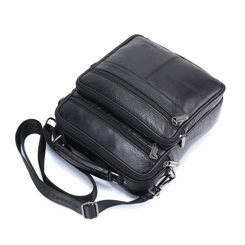 ZZNICK 2018 Men Bags Ipad Handbags Sheepskin Leather Male Messenger Purse Man Crossbody Shoulder Bag Men's Travel Bags 7101black