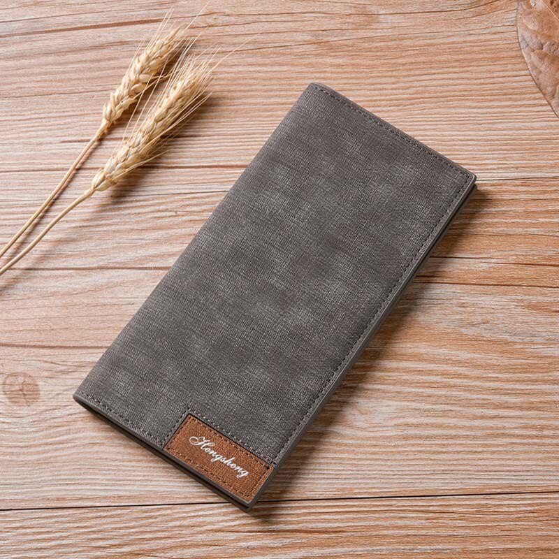 Long Simple Designer Men's Soft Leather Wallet With Hasp Man Slim Billfold Purse Card Holder 4 Colors
