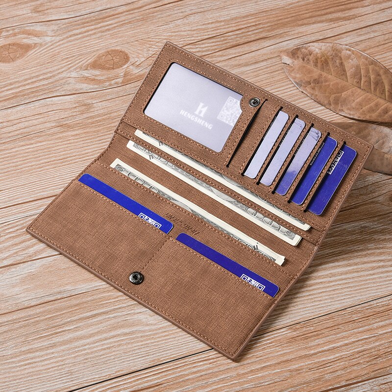 Long Simple Designer Men's Soft Leather Wallet With Hasp Man Slim Billfold Purse Card Holder 4 Colors