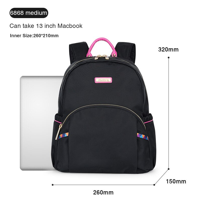 Hanke Women Backpack Fashion Design Waterproof Laptop Back Bag 15" Backpack Bag Black Dropship H6866 H6868