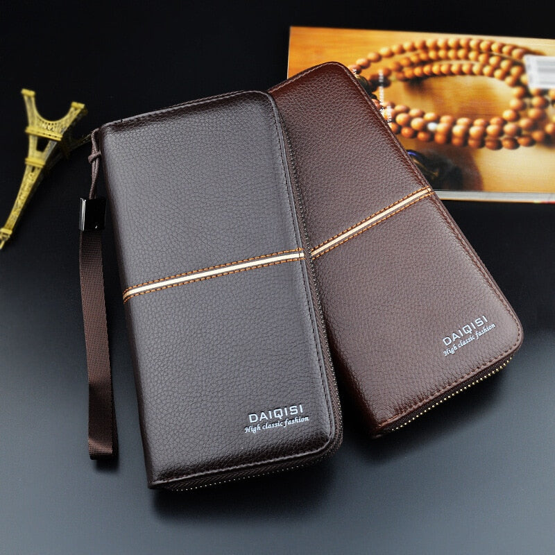 Wallet male Wallet Men Long Leather Men's Wallets Zipper Purses Portefeuille Wallet boy Purse Clutch