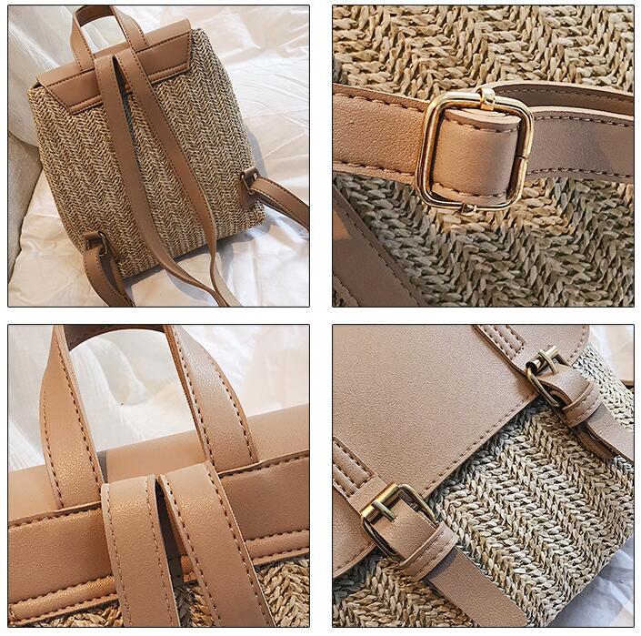 ANAWISHARE Women Backpack Straw School Bags For Teenagers Girls Daily Backpack Laptop Bag Pack Schoolbag Mochila Feminina