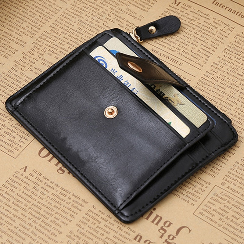 Black Red Color Men Women Wallet Money Clip Credit Card Money Holder Business Faux Leather Stylish Simple Fashionable Purse