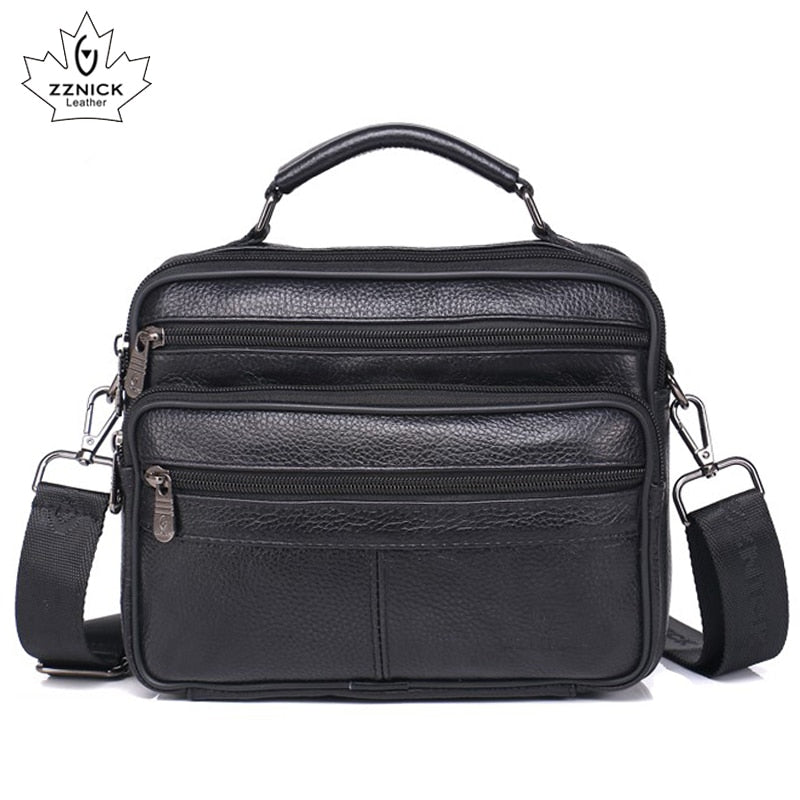 Men Genuine Leather Shoulder Bag Fashion Zipper Shoulder Messenger Bag Leather Men Travel Business Simple Handbag ZZNICK