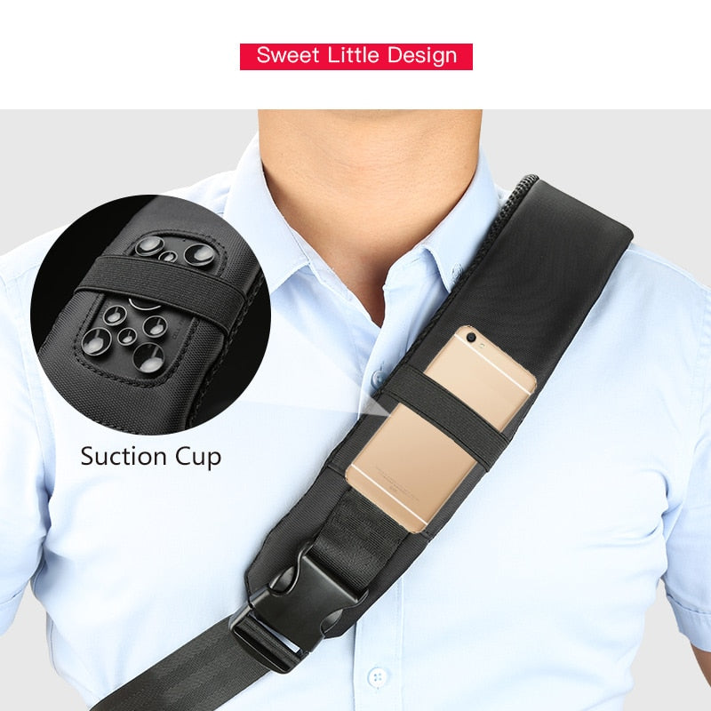 Kingsons 13'' Chest Bag Black Single Shoulder Bags With USB Charging Waterproof Nylon Crossbody Bags Messenger Bags Hot-selling