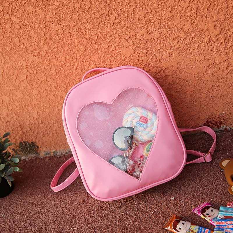 Summer Candy Transparent Love Heart Shape Backpacks Harajuku School Backpack Shoulder Bags For Teenager Girls Book Bag