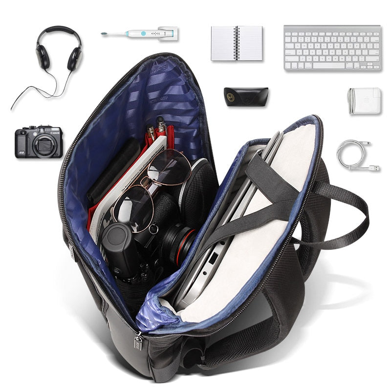 BOPAI Slim Laptop Backpack Men 15.6 Inch Pack Office Work Women Bagpack Business Anti Theft Unisex Black Thin Light Backpacking