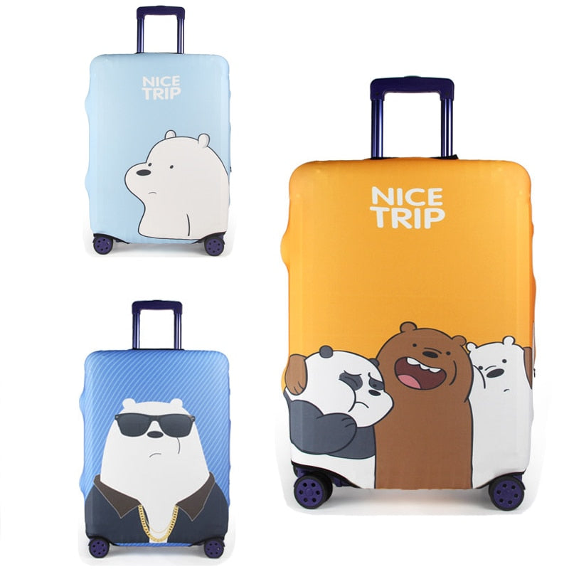 Cute Bear Luggage Cover Travel Suitcase Protector Suit For 18-32 Size Trolley Case Dust Travel Accessories Elasticity Box Sets