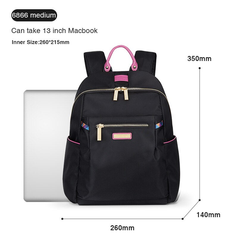 Hanke Women Backpack Fashion Design Waterproof Laptop Back Bag 15" Backpack Bag Black Dropship H6866 H6868