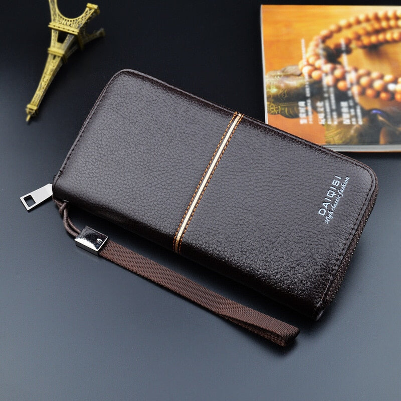 Wallet male Wallet Men Long Leather Men's Wallets Zipper Purses Portefeuille Wallet boy Purse Clutch