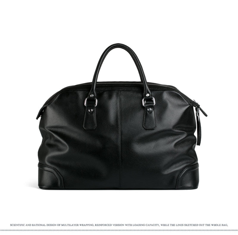Fashion Men Leather Travel bag Genuine Leather Luggage Bag Men Duffle Bag Overnight Weekend Shoulder Bag Tote handbag Black