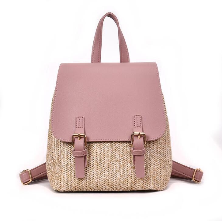 ANAWISHARE Women Backpack Straw School Bags For Teenagers Girls Daily Backpack Laptop Bag Pack Schoolbag Mochila Feminina