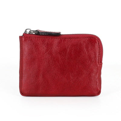 Mini Wallets Women First Layer Cow Leather Men Coin Purses Vintage Small Change Purse Coin Pouch Credit Card Wallet Money Bag