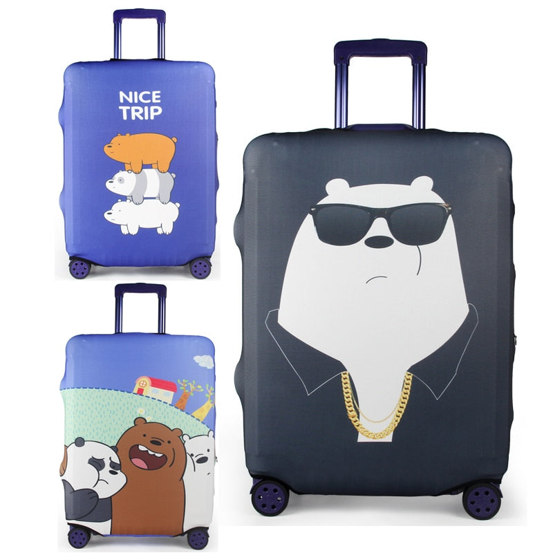 Cute Bear Luggage Cover Travel Suitcase Protector Suit For 18-32 Size Trolley Case Dust Travel Accessories Elasticity Box Sets