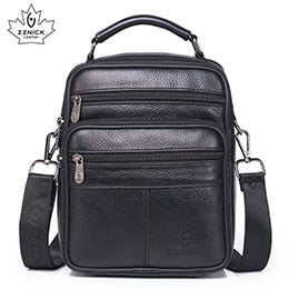 Men Genuine Leather Shoulder Bag Fashion Zipper Shoulder Messenger Bag Leather Men Travel Business Simple Handbag ZZNICK