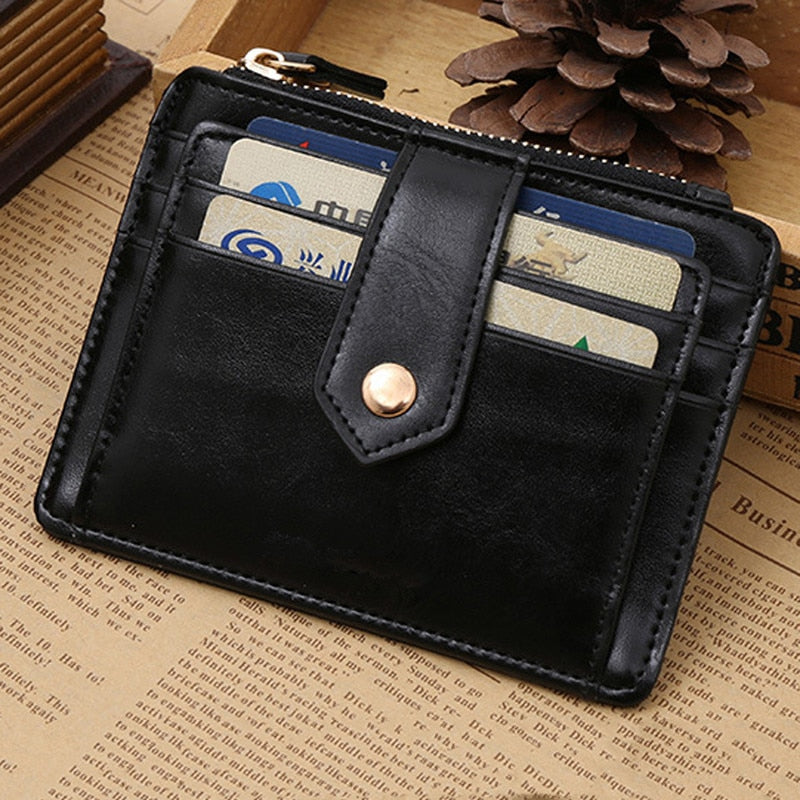 Black Red Color Men Women Wallet Money Clip Credit Card Money Holder Business Faux Leather Stylish Simple Fashionable Purse