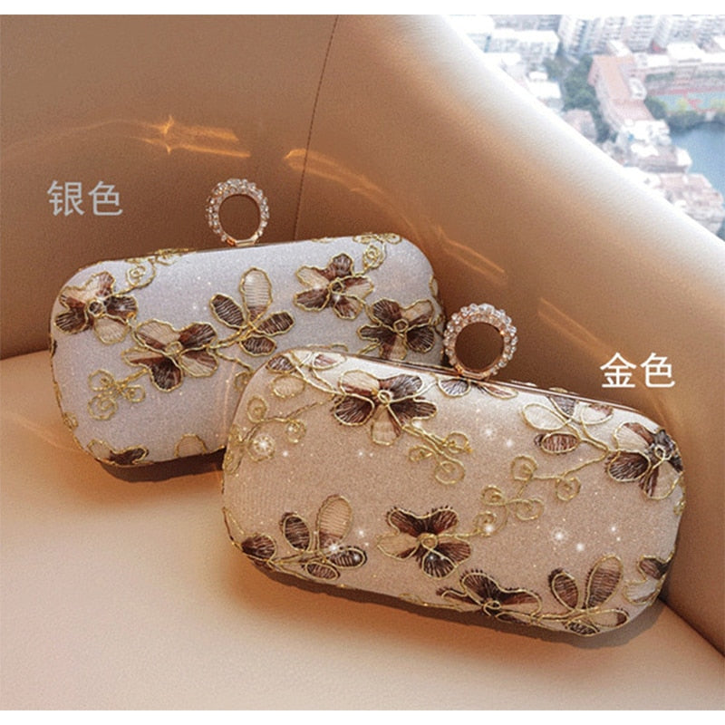 Luxury Handbags Women Bags Designer Embroidery Finger Rings Women Evening Bag Elegant Wedding Bridal Banquet Shoulder Bag bolsas