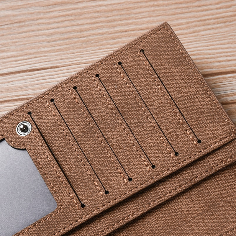 Long Simple Designer Men's Soft Leather Wallet With Hasp Man Slim Billfold Purse Card Holder 4 Colors