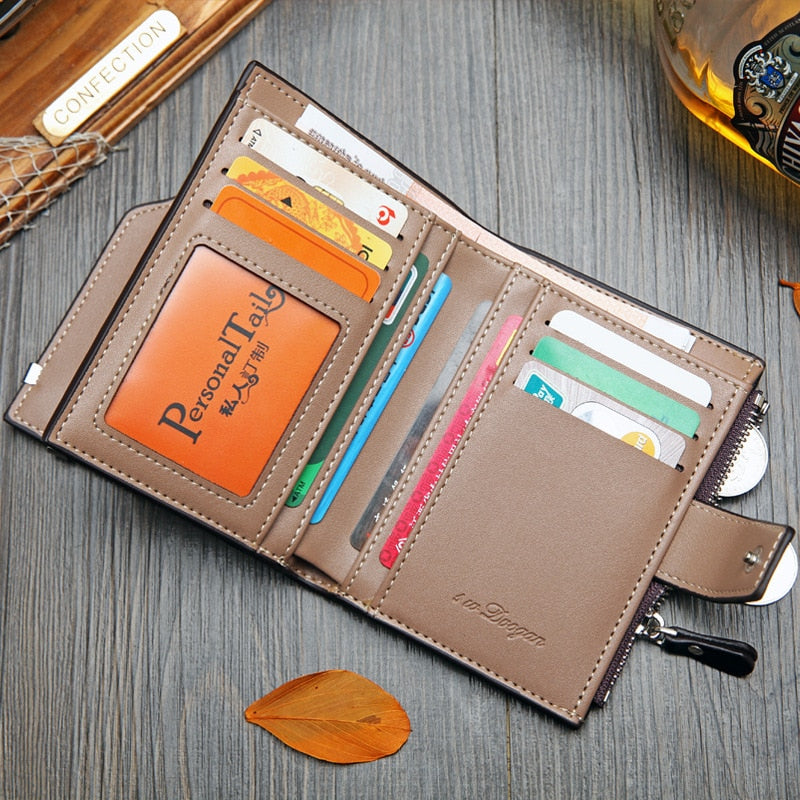 NO.ONEPAUL Vintage Men's Short Wallet Men Genuine Leather Multi-Card Bit Retro Card Holder Clutch Wallets Purses First Layer Re