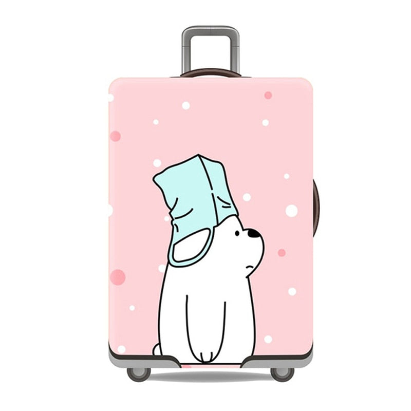 Cute Bear Luggage Cover Travel Suitcase Protector Suit For 18-32 Size Trolley Case Dust Travel Accessories Elasticity Box Sets