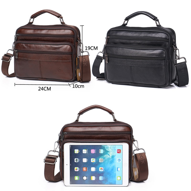 Men Genuine Leather Shoulder Bag Fashion Zipper Shoulder Messenger Bag Leather Men Travel Business Simple Handbag ZZNICK