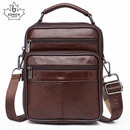 Men Genuine Leather Shoulder Bag Fashion Zipper Shoulder Messenger Bag Leather Men Travel Business Simple Handbag ZZNICK