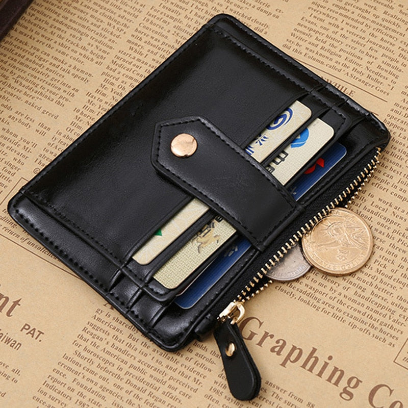 Black Red Color Men Women Wallet Money Clip Credit Card Money Holder Business Faux Leather Stylish Simple Fashionable Purse