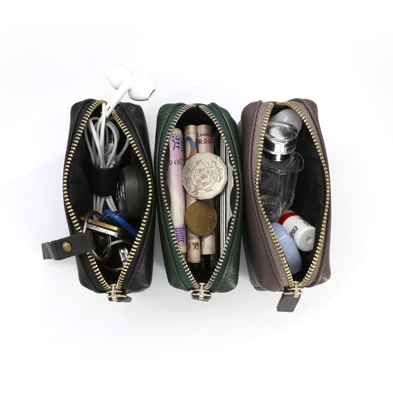 New Style Coin Purses Female First Layer Leather Zipper Mini Car Key Wallets Women 100% Cowskin Credit Card Purse Pouch Bag