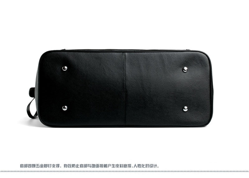 Fashion Men Leather Travel bag Genuine Leather Luggage Bag Men Duffle Bag Overnight Weekend Shoulder Bag Tote handbag Black