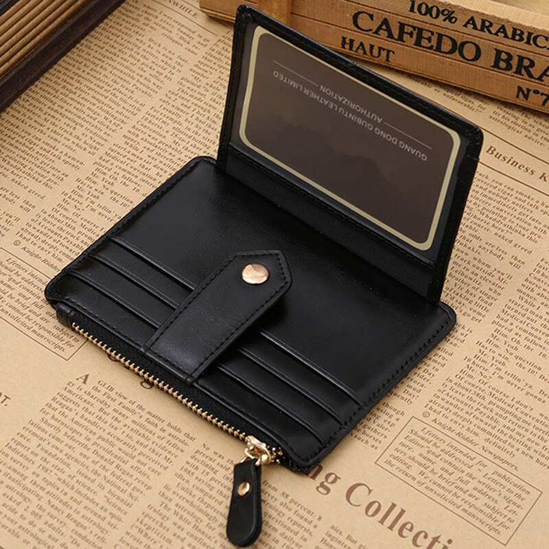 Black Red Color Men Women Wallet Money Clip Credit Card Money Holder Business Faux Leather Stylish Simple Fashionable Purse