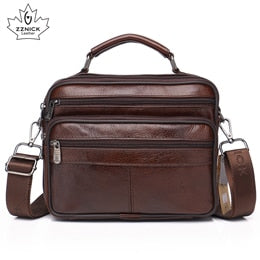 Men Genuine Leather Shoulder Bag Fashion Zipper Shoulder Messenger Bag Leather Men Travel Business Simple Handbag ZZNICK