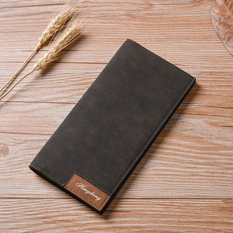 Long Simple Designer Men's Soft Leather Wallet With Hasp Man Slim Billfold Purse Card Holder 4 Colors