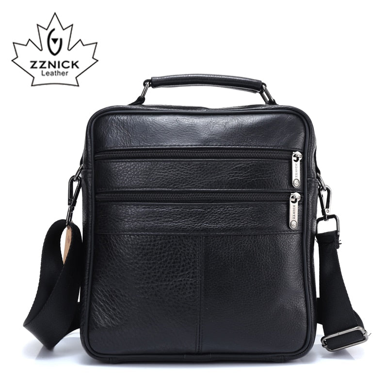 ZZNICK 2018 Men Bags Ipad Handbags Sheepskin Leather Male Messenger Purse Man Crossbody Shoulder Bag Men's Travel Bags 7101black
