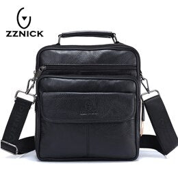 ZZNICK 2018 Men Bags Ipad Handbags Sheepskin Leather Male Messenger Purse Man Crossbody Shoulder Bag Men's Travel Bags 7101black