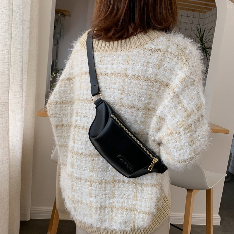 Fashion Women Solid Color Crossbody Bag Casual Ladies PU Leather Fanny Packs Small Purse Vintage Pure Color Leather Bag