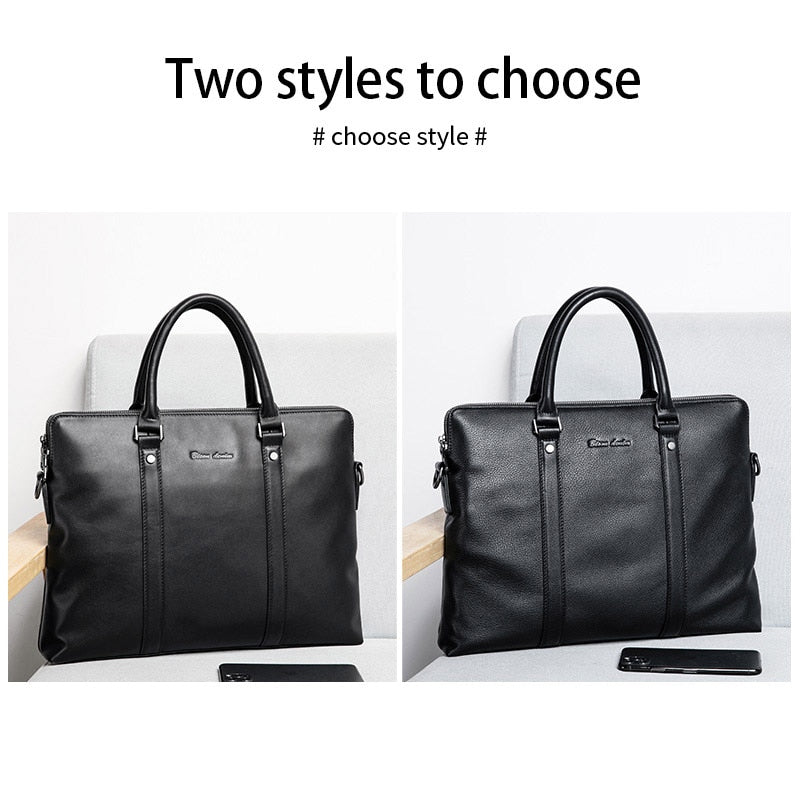 BISON DENIM Genuine Leather Men Handbags Casual Laptop Bag Male Business Messenger Bags Men's Crossbody Shoulder Bag N20082-3B
