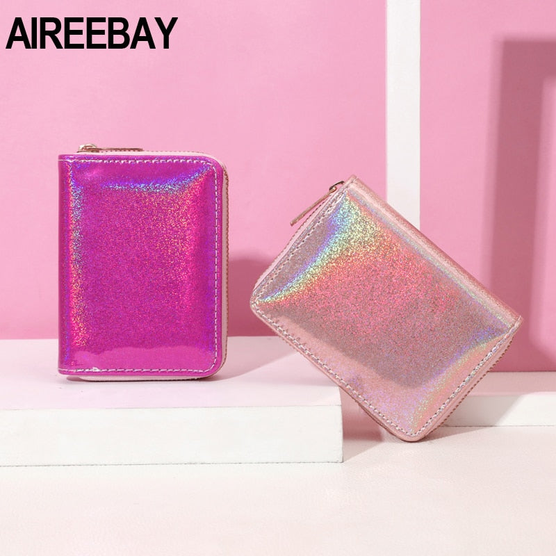 ~~BIG SALE ~~Holographic Leather Wallets Laser Organizer Ladies Wallet Women Handbag Long purses Girl Purse Card Id Holders