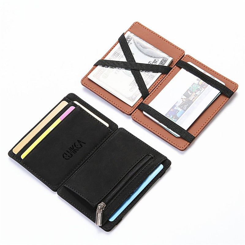 Ultra Thin Mini Wallet Men's Small Wallet Business PU Leather Magic Wallets High Quality Coin Purse Credit Card Holder Wallets