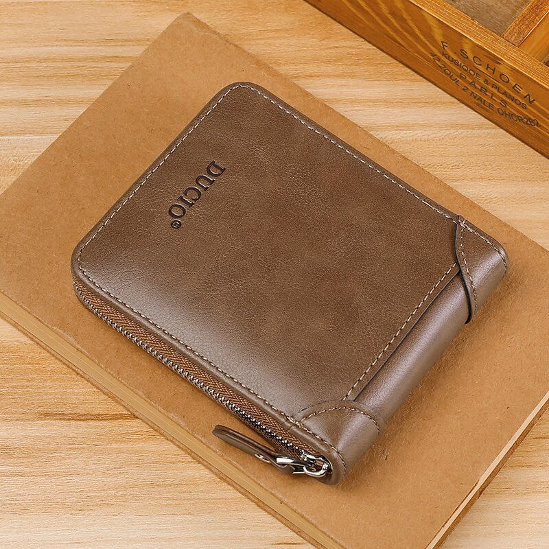 New Vintage Short Mens Wallet High Quality Business Purses Retro Small Leather Wallet Men Luxury Card Holder Zipper Coin Purse