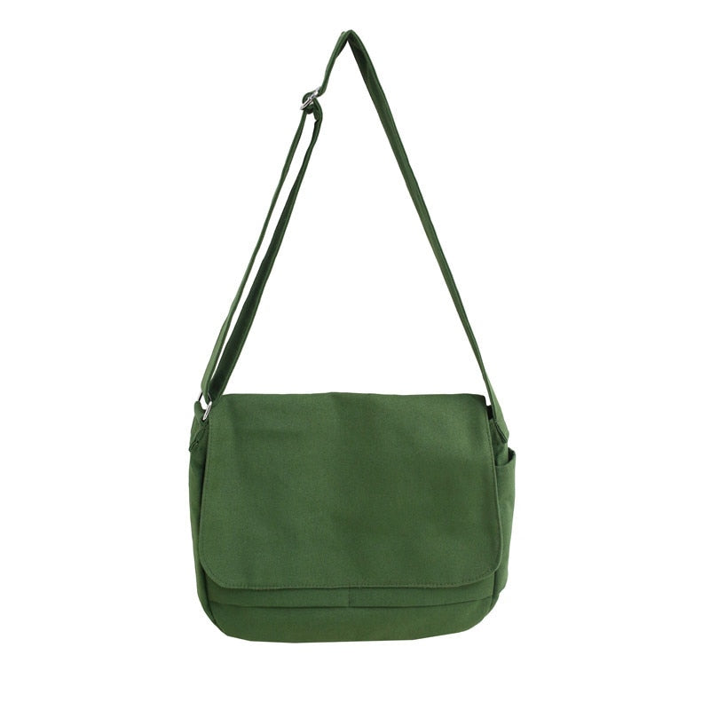 Japanese Canvas Shoulder Crossbody Bag for Women Cotton Cloth Big Lady Satchels Unisex Cross Body Bag Large Woman Messenger Bags